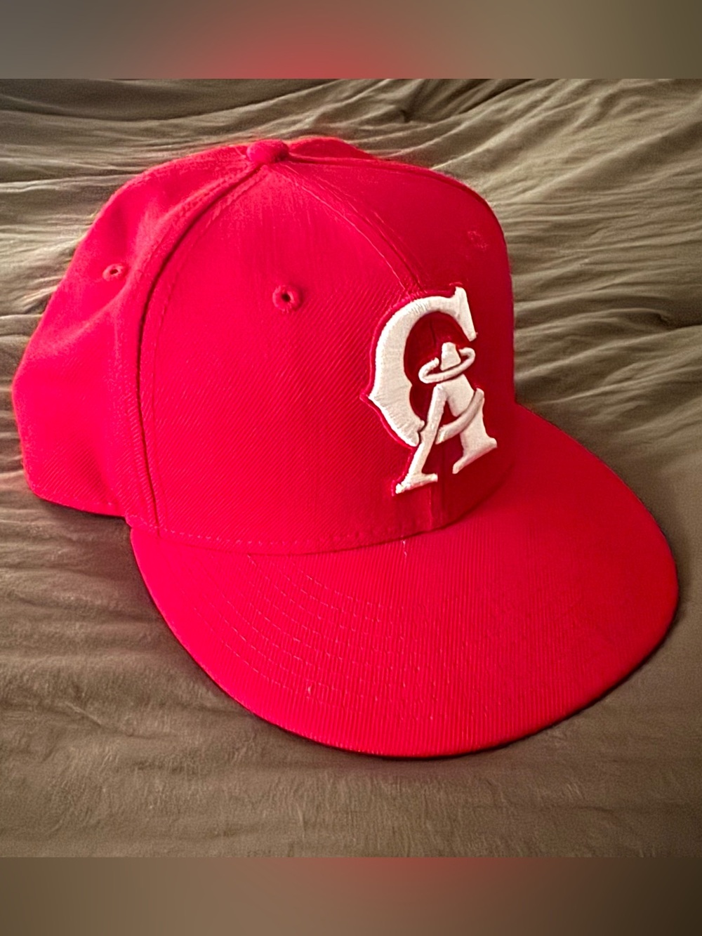 New Era Red Angels Baseball Cap with White Embroidered CA Logo
